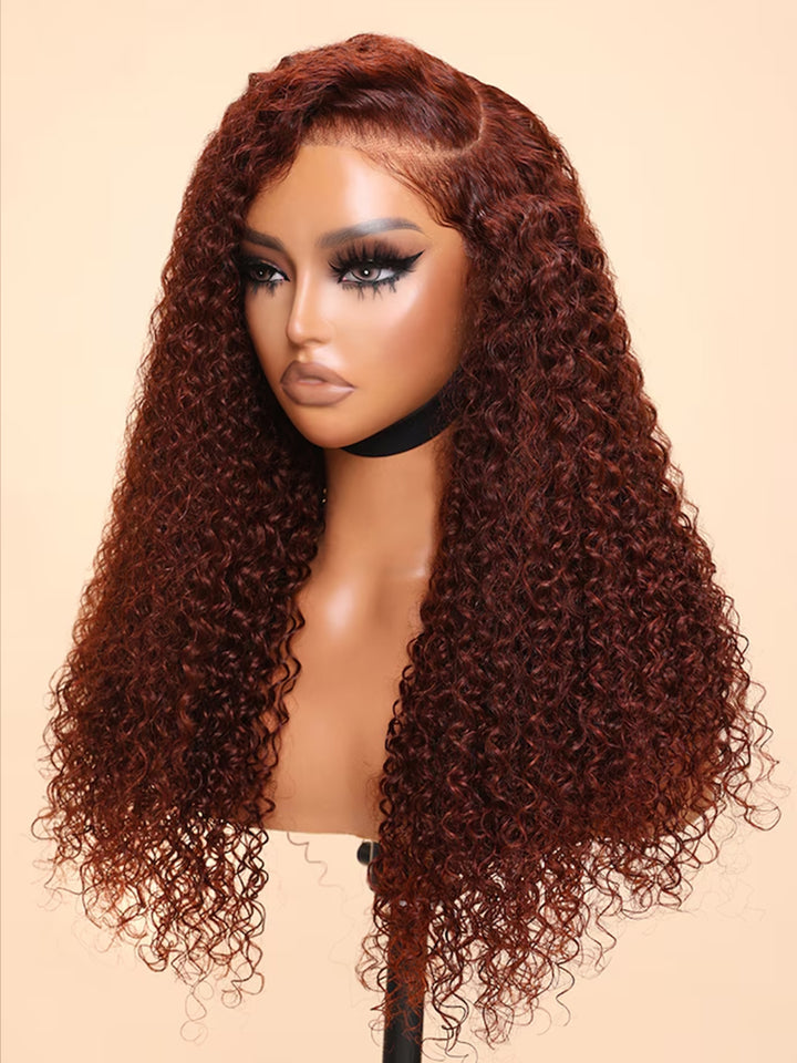 Dorsanee Reddish Brown Jerry Curly Hair 5x5 13x4 Lace Front Human Hair Wig