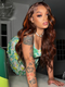 Dorsanee Reddish Chocolate Brown With Ginger Orange Highlights 13x4 HD Lace Front Body Wave Human Hair Wigs