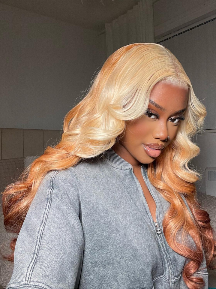 Dorsanee Reverse Ombre Blonde Light Brown 13x4 Lace Front Body Wave Human Hair Wigs
