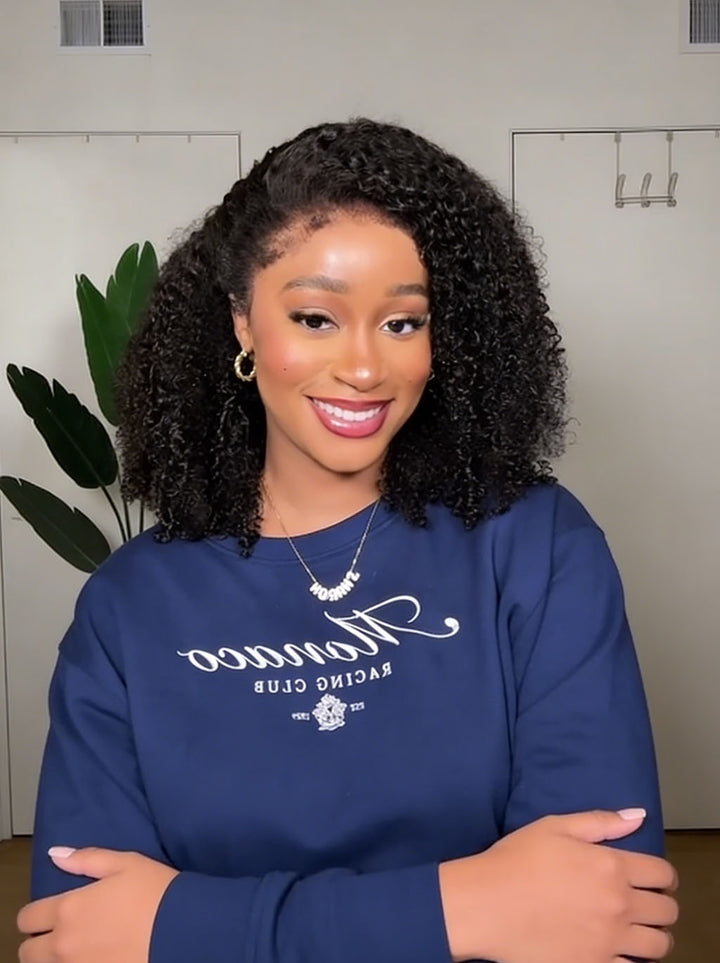 Dorsanee SDD Super Double Drawn Full Volume Kinky Curly Bob 13x4 Lace Frontal Human Hair Wigs