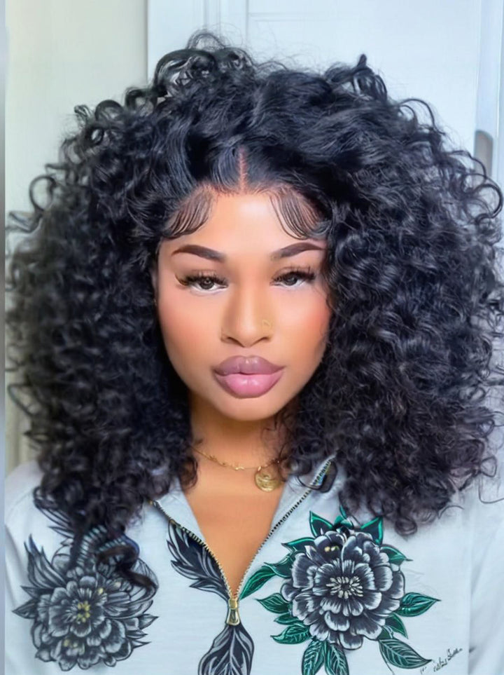 Dorsanee Short Bob Loose Water Wave Curls 13x4 Lace Front Human Hair Wigs