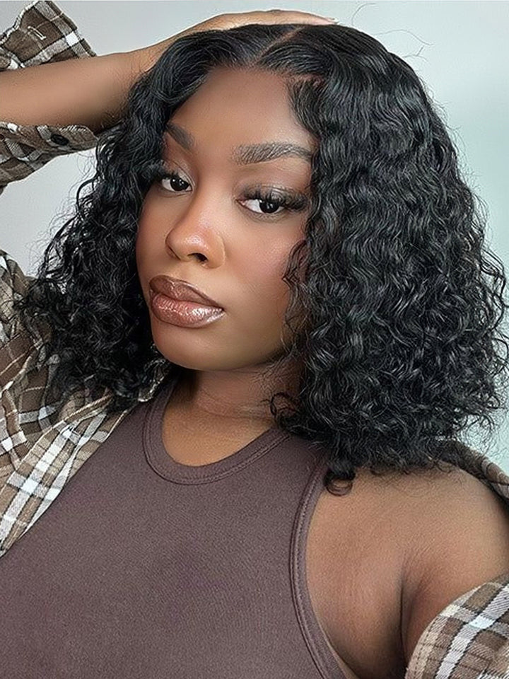 Dorsanee Short Bob Wig Jerry Curly 4x4 Lace Closure 13x4 Lace Frontal Human Hair Wigs Brazilian Hair