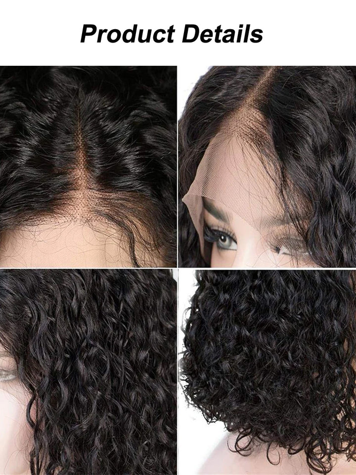 Dorsanee Short Bob Wig Jerry Curly 4x4 Lace Closure 13x4 Lace Frontal Human Hair Wigs Deep Part