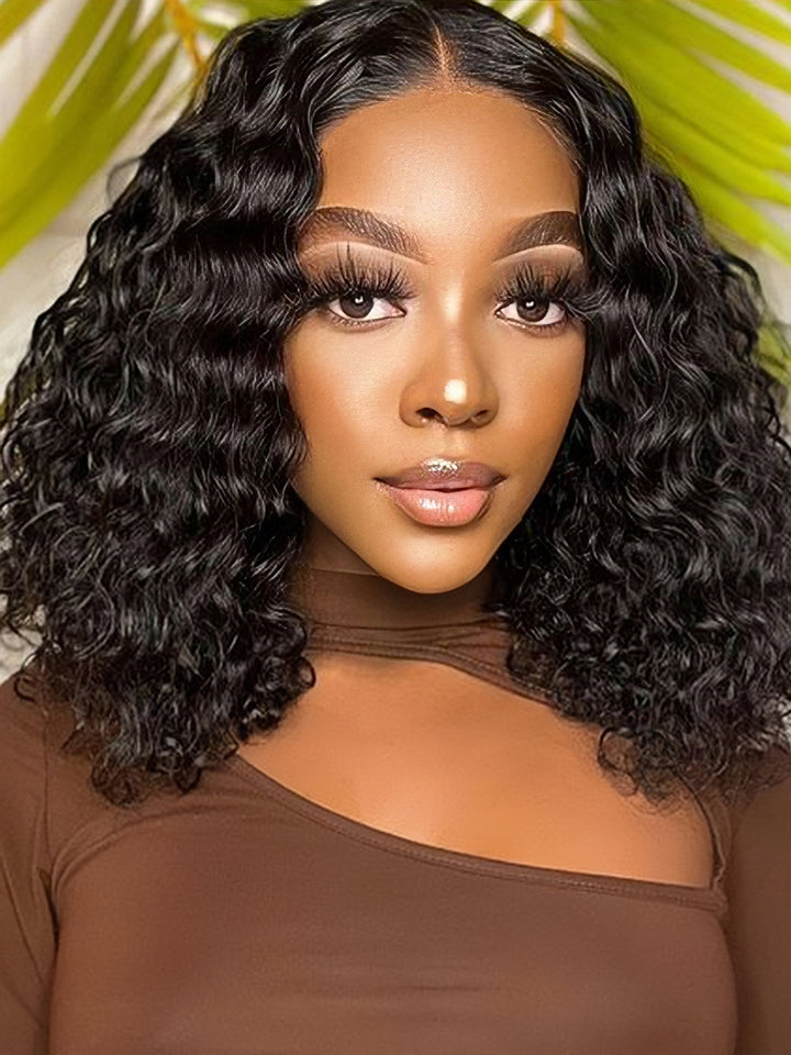 Dorsanee Short Bob Wig Water Wave 4x4 13x4 HD Lace Closure Front Human Hair Wigs