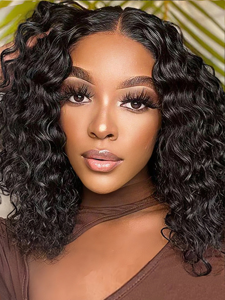 Dorsanee Short Bob Wig Water Wave 4x4 13x4 HD Lace Closure Front Human Hair Wigs For Women