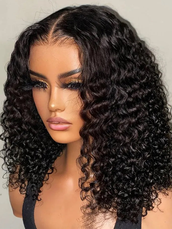 Dorsanee Short Bob Wig Water Wave 4x4 13x4 HD Lace Closure Front Human Hair Wigs Natural Color