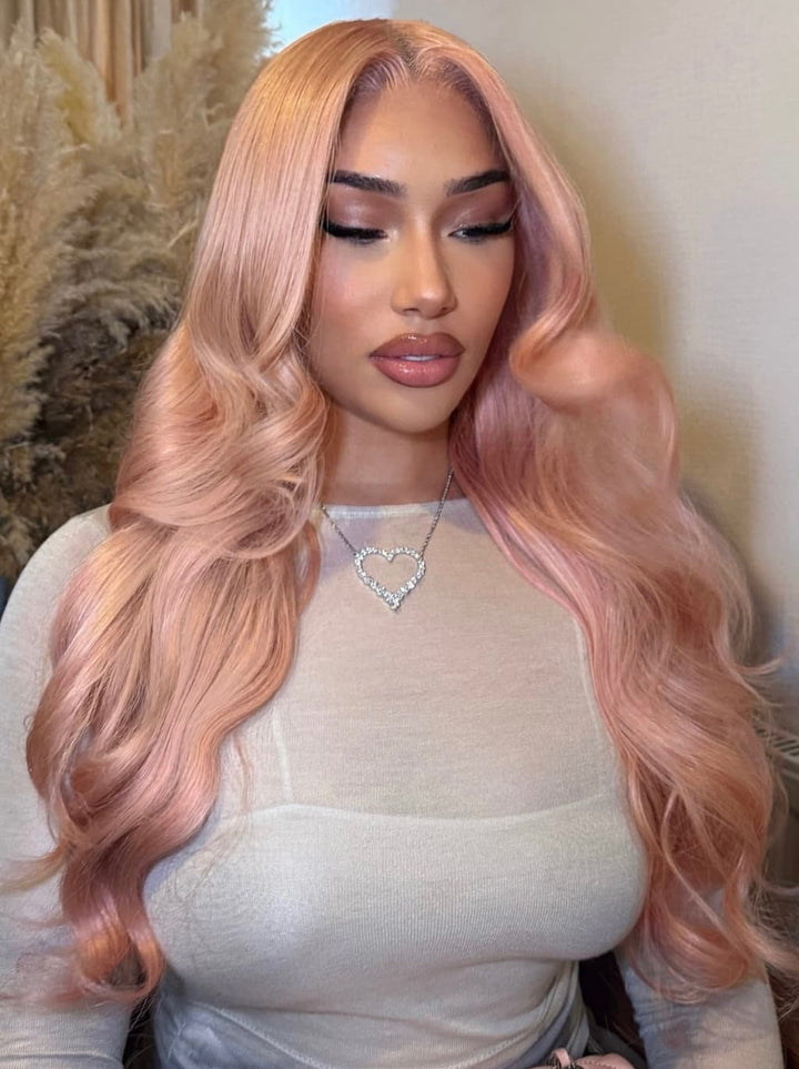 Dorsanee Soft Rose Blush Pink 13x4 Lace Front Human Hair Wigs 200 Density