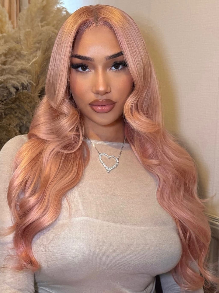 Dorsanee Soft Rose Blush Pink 13x4 Lace Front Human Hair Wigs 200 Density