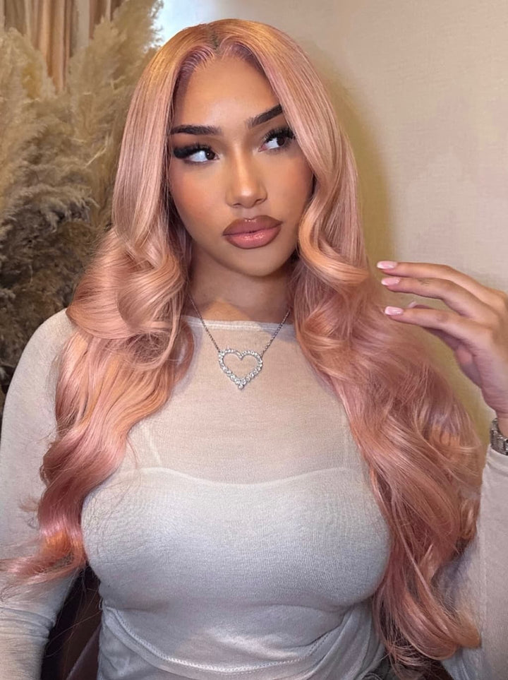 Dorsanee Soft Rose Blush Pink 13x4 Lace Front Human Hair Wigs 200 Density