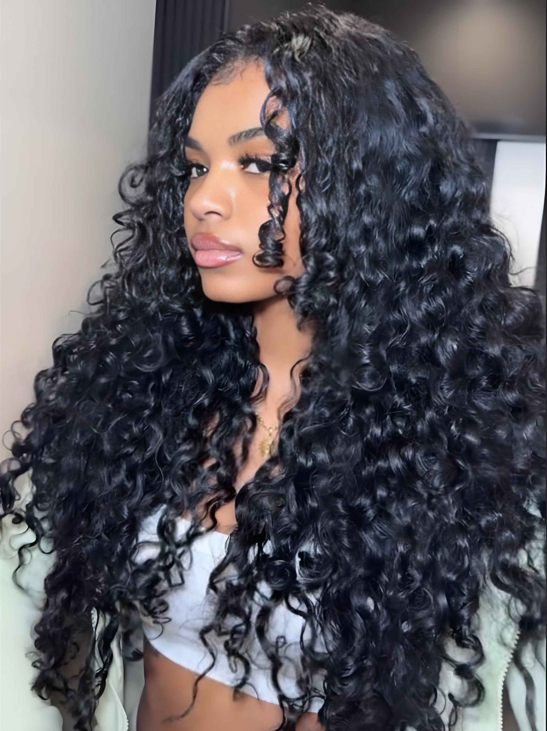 Dorsanee Spanish Crimped Loose Wave Curl 13X4 Lace Front Human Hair Wig 250 300 Density