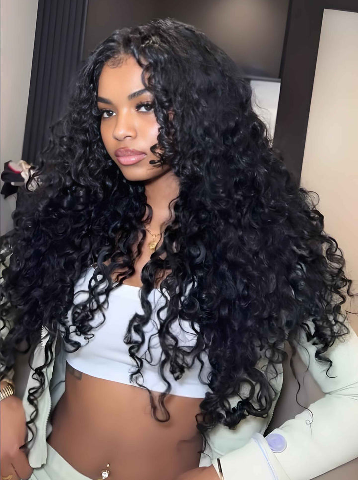 Dorsanee Spanish Crimped Loose Wave Curl 13X4 Lace Front Human Hair Wig 250 300 Density