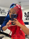 Dorsanee Split Dye Half Red Half Blue 13x4 Lace Front Human Hair Wigs 200 Density