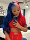 Dorsanee Split Dye Half Red Half Blue 13x4 Lace Front Human Hair Wigs 200 Density