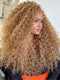 Dorsanee Strawberry Honey Blonde Tighter Curls 250 300 Density 13x4 HD Lace Front Human Hair Wigs