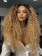 Dorsanee Strawberry Honey Blonde With Dark Roots Bohemian Spring Loose Curl Virgin Human Hair Wigs