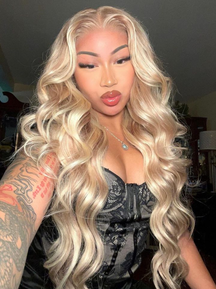 Dorsanee Tea Light Brown Blonde Highlight Body Wave Hair Wigs 200 Density