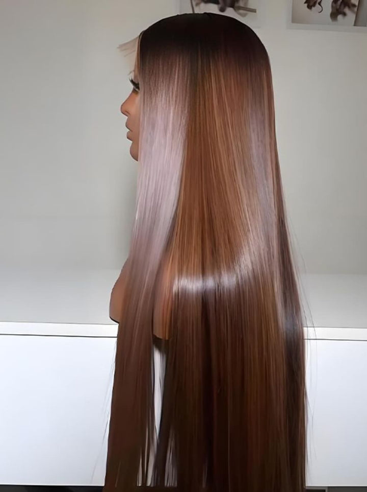 Dorsanee Vietnamese Brown Bone Straight 13x4 Lace Front Human Hair Wigs