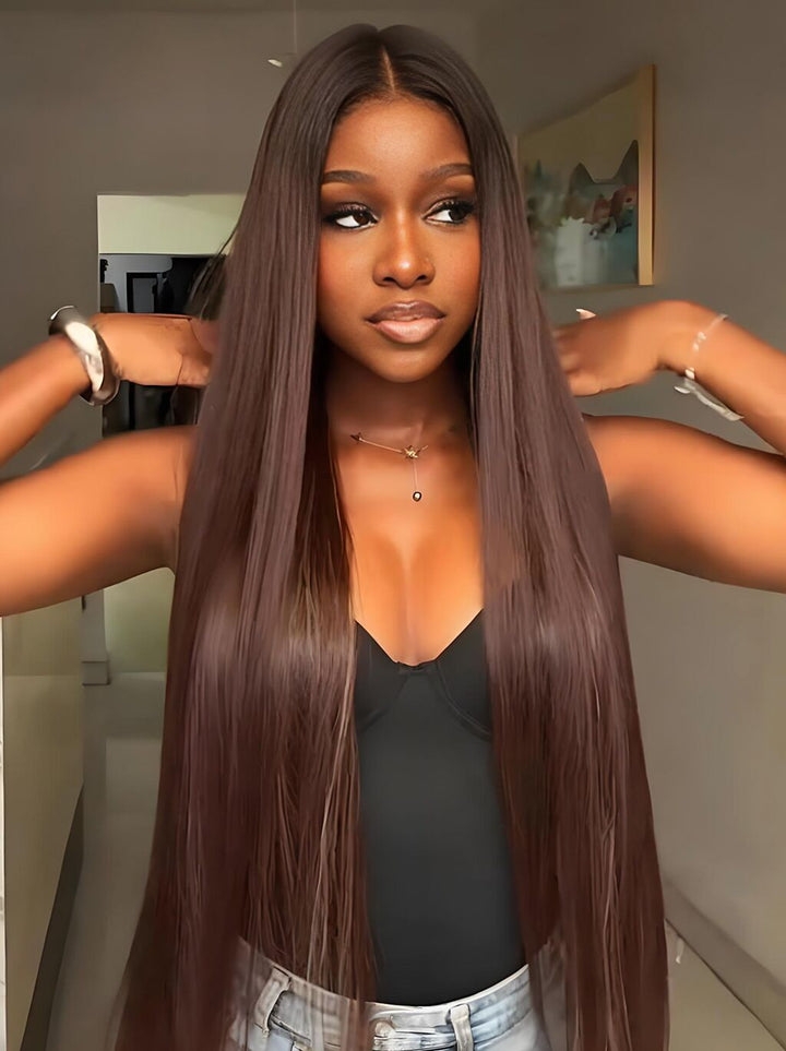 Dorsanee Vietnamese Brown Bone Straight 13x4 Lace Front Human Hair Wigs