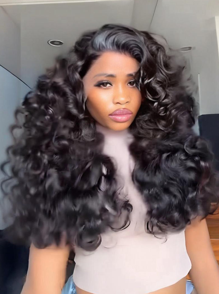 Dorsanee Voluminous Bouncy Loose Curls 13x4 Lace Front Human Hair Wig 250 300 Density