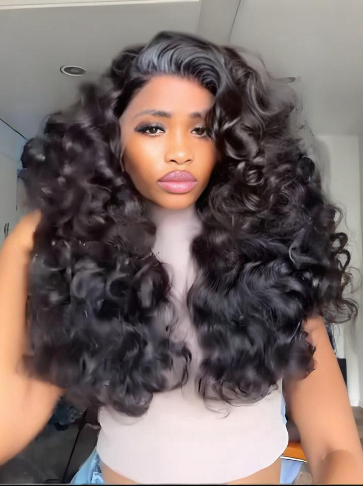 Dorsanee Voluminous Bouncy Loose Curls 13x4 Lace Front Human Hair Wig 250 300 Density