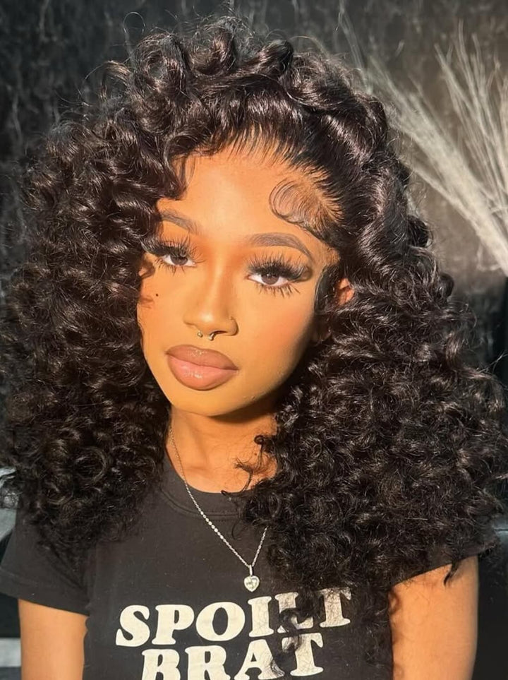 Dorsanee Voluminous Tight Curly 13x4 Lace Front Human Hair Wig 250 300 Density