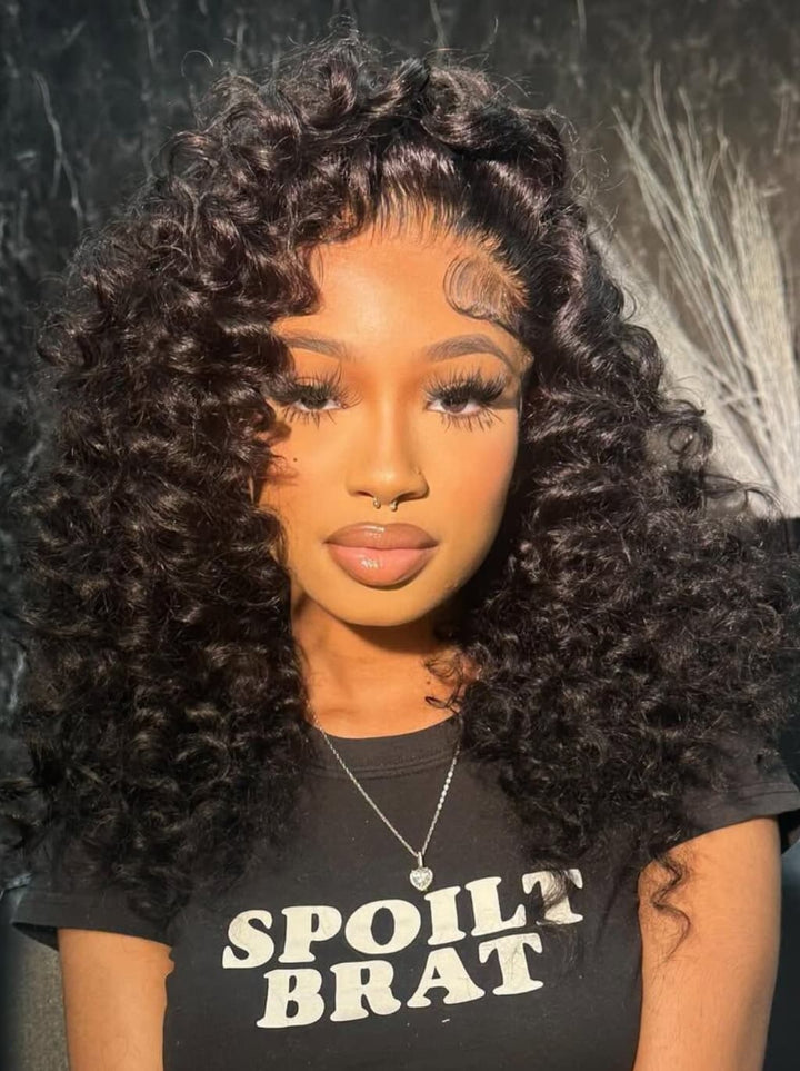 Dorsanee Voluminous Tight Curly 13x4 Lace Front Human Hair Wig 250 300 Density