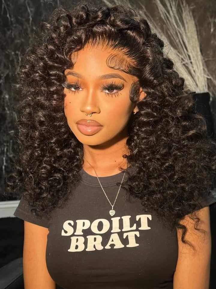 Dorsanee Voluminous Tight Curly 13x4 Lace Front Human Hair Wig 250 300 Density
