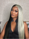 Dorsanee Half Black Half Gray 200 Density 13x4 Lace Front Straight Body Wave Human Hair Wigs
