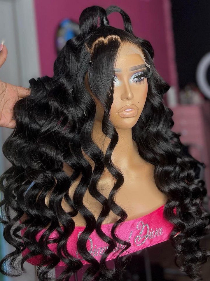 Dorsanee 360 Ventilated Full Lace Frontal Loose Wave Curls Virgin Human Hair Wigs