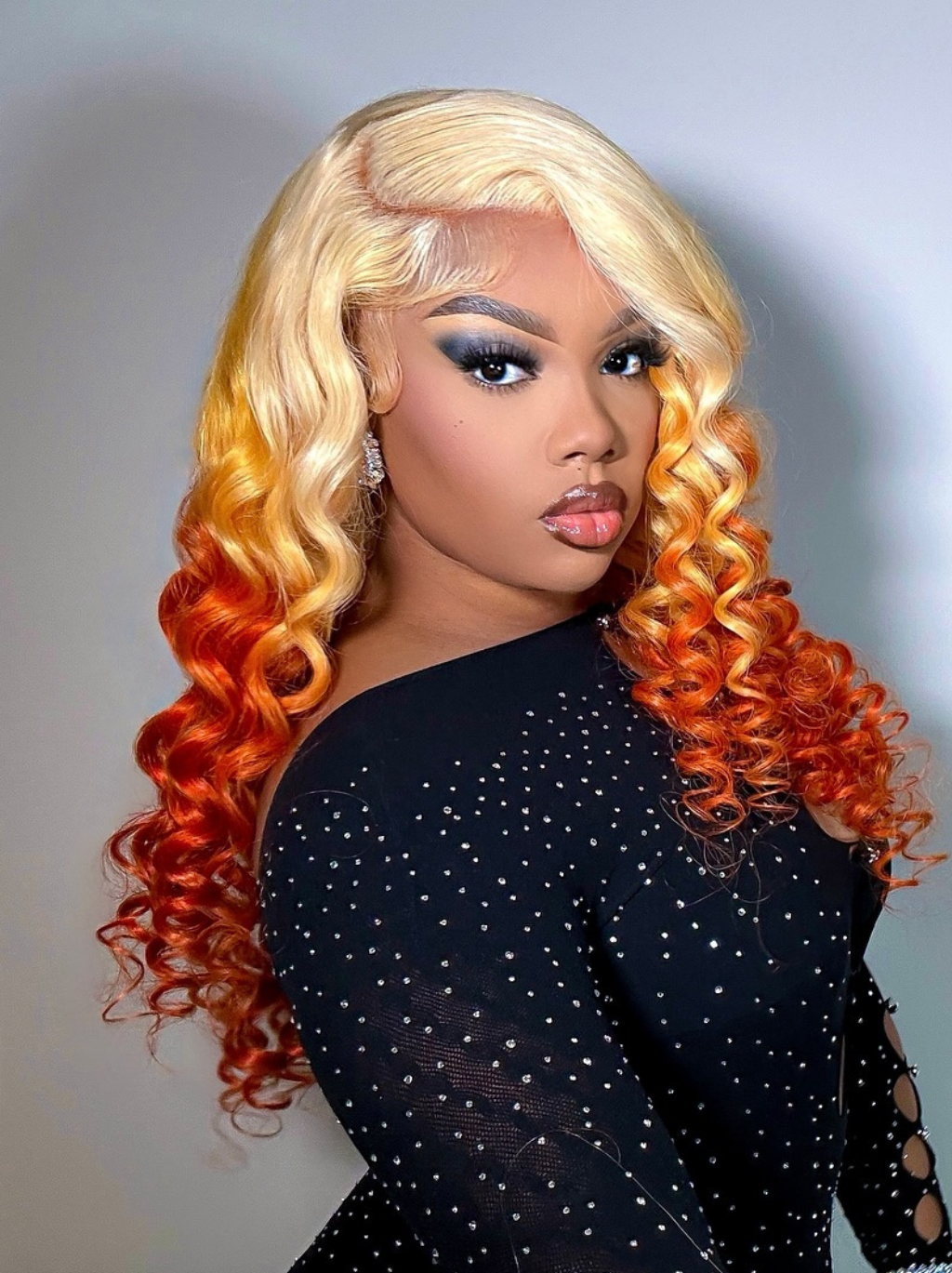 Dorsanee Reverse Ombre Blonde Ginger 13x4 Lace Front Wand Curls Human Hair Wigs