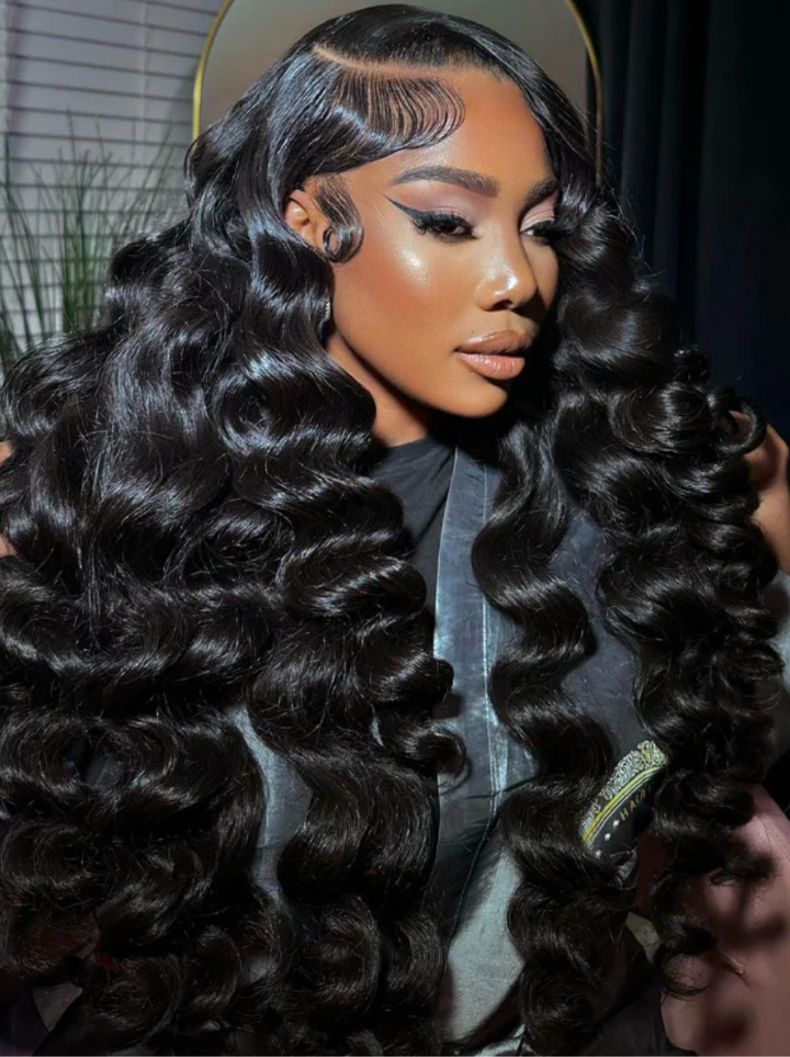 Dorsanee Wand Curls Loose Deep Wave 13x4 Double Drawn Lace Frontal Human Hair Wigs