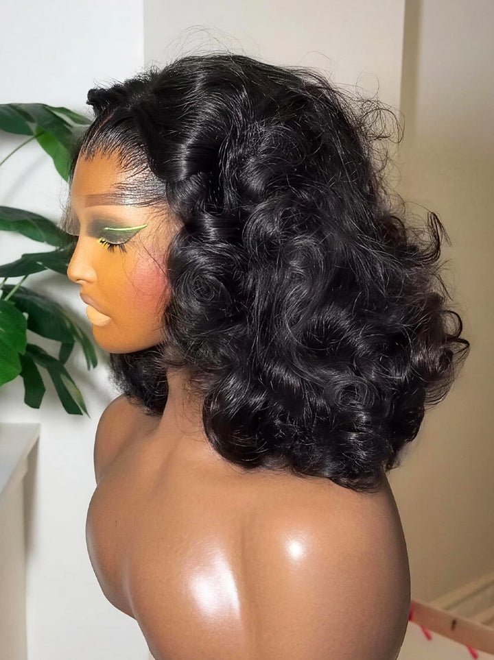 Dorsanee Fluffy Bouncy Loose Body Wave Short Bob 13x4 Lace Frontal Human Hair Wigs
