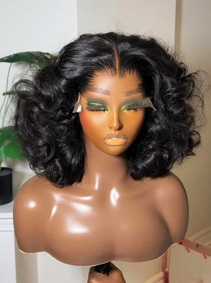 Dorsanee Fluffy Bouncy Loose Body Wave Short Bob 13x4 Lace Frontal Human Hair Wigs