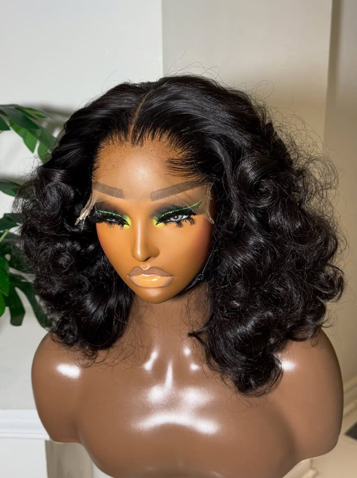 Dorsanee Fluffy Bouncy Loose Body Wave Short Bob 13x4 Lace Frontal Human Hair Wigs