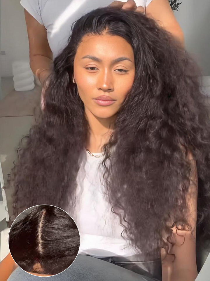 Dorsanee Full Lace Frontal Free Part Anywhere Natural Scalp Water Wave Human Hair Wigs