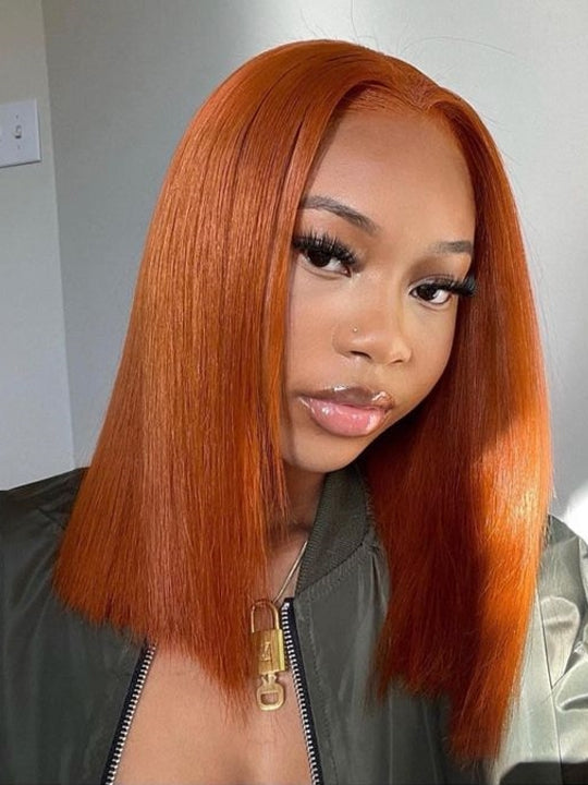 Ginger_Orange_Colored_Straight_Bob_13x4_Lace_Front_Human_Hair_Wig