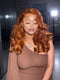 Dorsanee Ginger Orange Loose Wave Curls 300 Density 13x4 Lace Front Human Hair Wigs