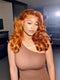 Dorsanee Ginger Orange Loose Wave Curls 300 Density 13x4 Lace Front Human Hair Wigs