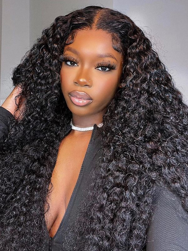 Glueless Free Part Thin Part Wig Deep Curly Human Hair Wigs Can Part Anyway Upgrade U part Wig Without Leave out