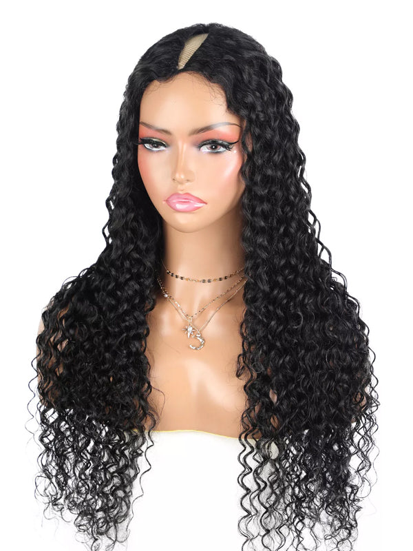 Glueless V Part Wig Beginner Friendly Curly Human Hair No Sew In No Gel NO Leave Out