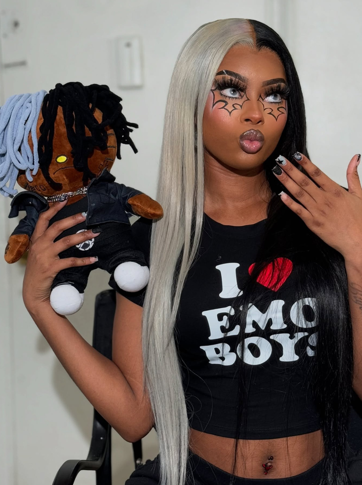 Dorsanee Halloween Cosplay Half Gray Half Black 13x4 Lace Front Virgin Human Hair Wigs