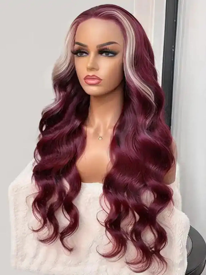 Highlight Body wave Lace Front Wig Colored Human Hair Lace Wig