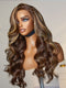 Honey Blonde Highlight / Natural Black Loose Body Wave Glueless 13x4 Lace Front Wig 100% Human Hair