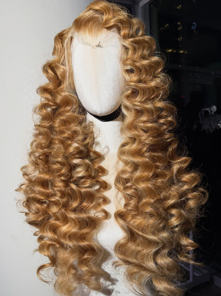 Dorsanee Honey Blonde Highlight Loose Deep Wave 300 Density 13x4 Lace Front Human Hair Wig