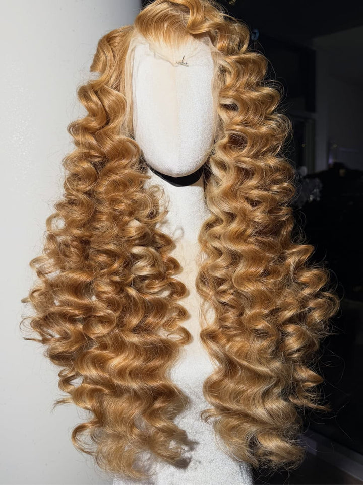 Dorsanee Honey Blonde Highlight Loose Deep Wave 300 Density 13x4 Lace Front Human Hair Wig
