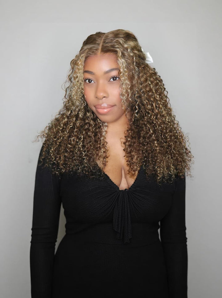 Dorsanee Honey Brown Highlight 13x4 Lace Front Virgin Human Hair Wigs 200 Density
