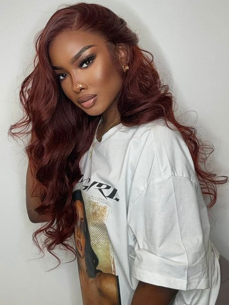 Brown Lace Front Wig Body Wave Lace Frontal Wigs 4# Dark Brown Colored Human Hair Wigs