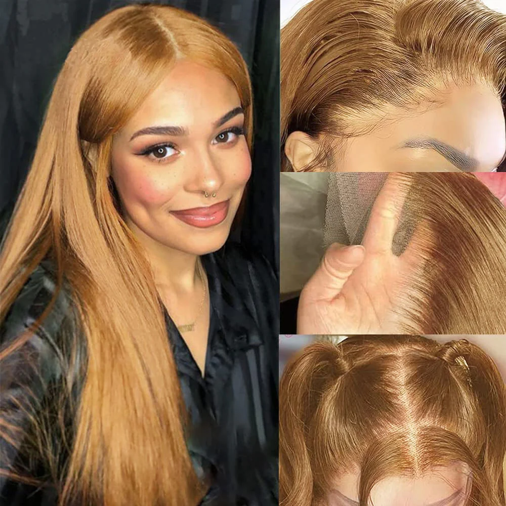 Dorsanee hair straight #27 honey blonde 13x4 5x5 HD lace front human hair wig