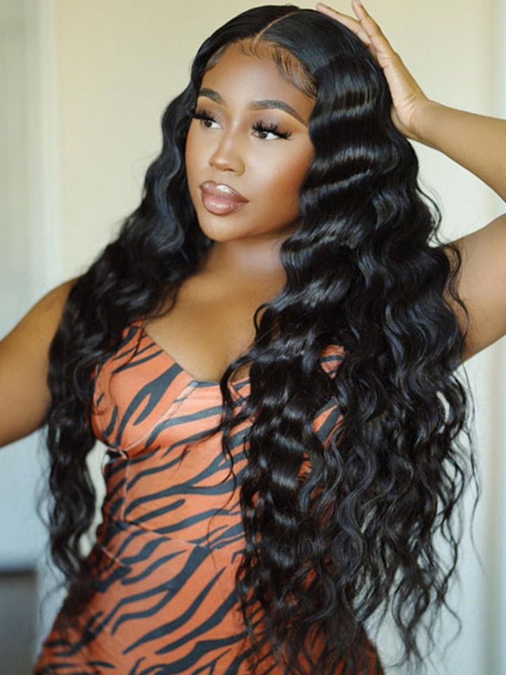 Loose Deep Wave Lace Frontal Wig HD Transparent Lace Front Human Hair Wigs