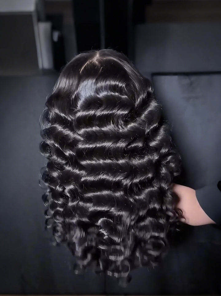 Dorsanee Loose Deep Wave Wand Curls 13X4 Lace Front Human Hair Wigs 250 300 Density